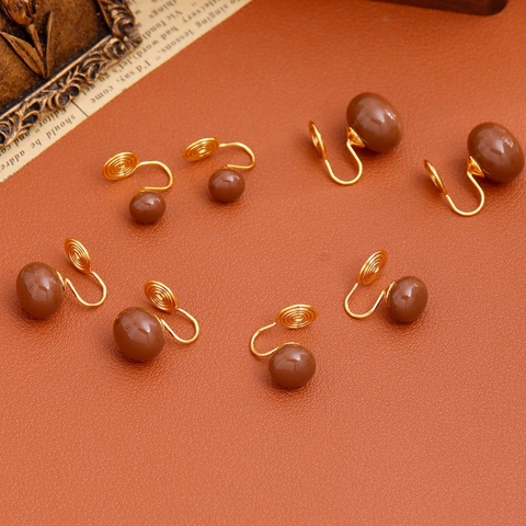 Clip d'oreille en Cuivre Vintage Künstliche Perle Ovale pour Femme Plaqué Or Véritable Sans Perçage Forme en U Bijoux de Mode