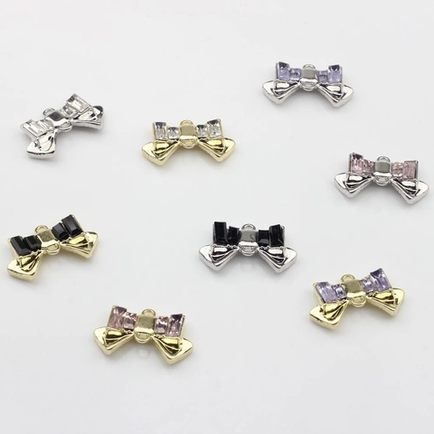 DIY Schmuckherstellung Legierung Schleife Anhänger Strass Kristall Charms Für Ohrringe Halskette Armband Handgefertigte Zubehör