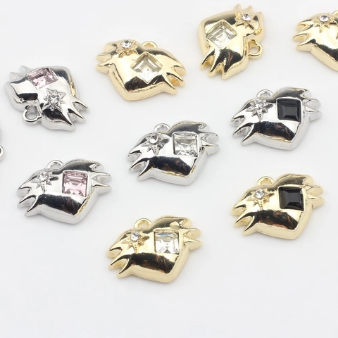 Heart Shape Alloy Pendant Jewelry Making Material For DIY Necklaces With Square Zirconia Star Accents Y2K Punk Style Metal Findings