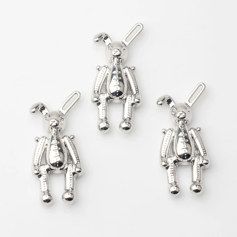 Pendentifs en Alliage de Lapin Mécanique DIY Plaqué Argent Charme Animal 3D pour Accessoires de Création de Bijoux