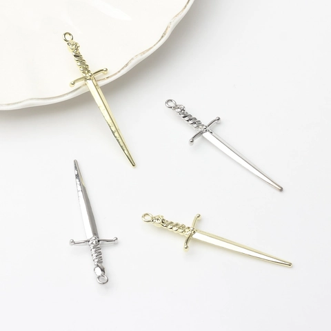 Vintage Zinc Alloy Sword Pendants For DIY Jewelry Making Polished Gold Silver Metallic Dagger Charms For Earrings Necklaces Crafting Findings
