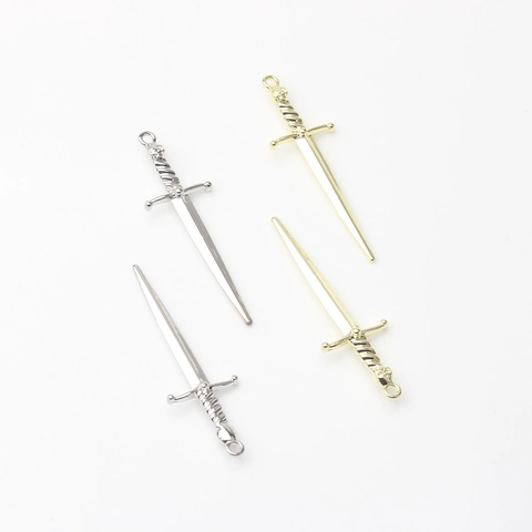 Vintage Zinc Alloy Sword Pendants For DIY Jewelry Making Polished Gold Silver Metallic Dagger Charms For Earrings Necklaces Crafting Findings
