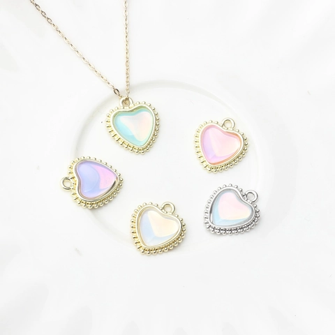 Alloy Heart Shape Rhinestone Pendant Findings Beaded Edge Electroplated DIY Jewelry Accessories For Earrings Necklaces