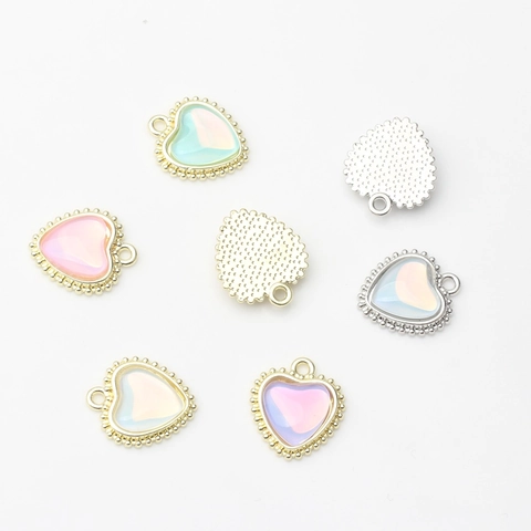 Alloy Heart Shape Rhinestone Pendant Findings Beaded Edge Electroplated DIY Jewelry Accessories For Earrings Necklaces