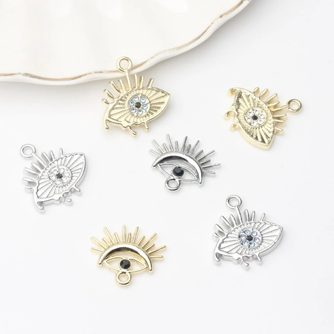 Evil Eye Alloy Zirconia Pendant Only Without Chain For DIY Jewelry Making Gold Silver Metal Eyelash Design Handmade Craft Accessory