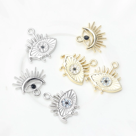 Evil Eye Alloy Zirconia Pendant Only Without Chain For DIY Jewelry Making Gold Silver Metal Eyelash Design Handmade Craft Accessory