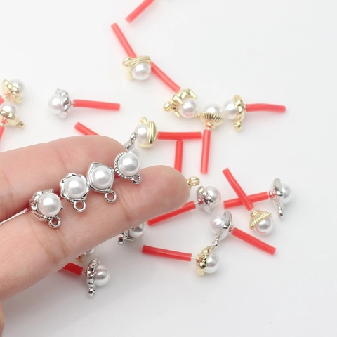 Zinc Alloy Artificial Pearl Earring Posts DIY Jewelry Findings Simple Geometric Earring Components Gold Silver Accessories