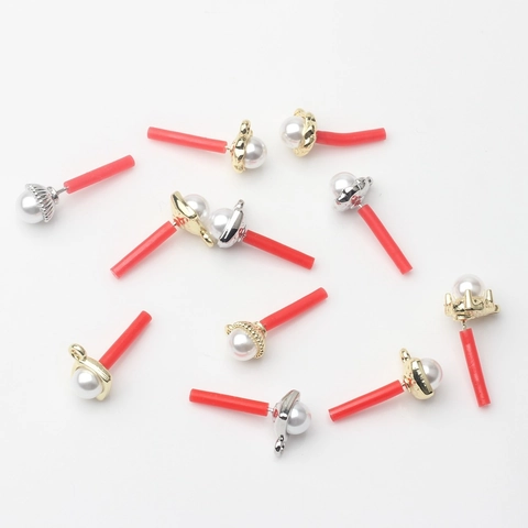 Zinc Alloy Artificial Pearl Earring Posts DIY Jewelry Findings Simple Geometric Earring Components Gold Silver Accessories