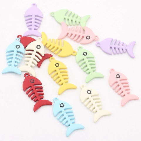 Matte Alloy Fish Bone Charms For Jewelry Making DIY Earrings Necklaces Bracelet Handmade Crafts Decorative Pendants