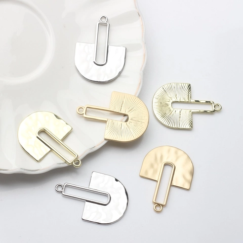 Geometric Fan Shaped Hollow Pendants Zinc Alloy DIY Jewelry Making Accessories For Earrings Necklaces Women Jewelry Findings