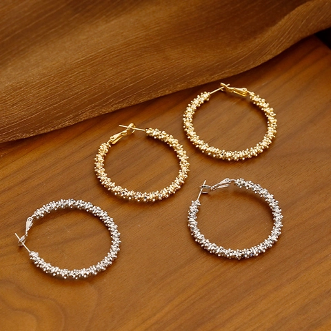 Boucles d'Oreilles Créoles Grandes en Cuivre Minimalistes pour Femmes Avec Tige en Argent Sterling 925 Géométriques Plaquées Or Bijoux d'Oreille de Haute Qualité