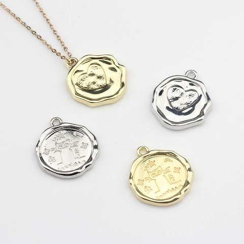 Pendentifs en Alliage Cœur Chaton Bord Irrégulier Style Sceau de Cire Breloques pour Création de Bijoux DIY Collier Bracelet Accessoires