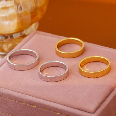 Minimalist Copper Hammered Ring For Women 18K Gold Silver Plated Fashion Trendy Solid Wide Band Statement Finger Jewelry Gift