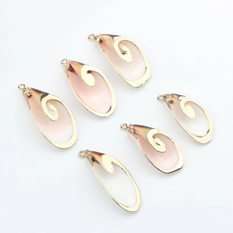 Vintage Boheems Natuurlijk Conch Schelp Hanger Goud Metalen Rand Spiraal Schelp Charms Voor DIY Sieraden Maken Kettingen