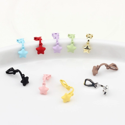 Cute Star Shaped Ear Clip Findings For Non-Pierced Ears Alloy Spray Painted Matte DIY Jewelry Making Components Earring Parts