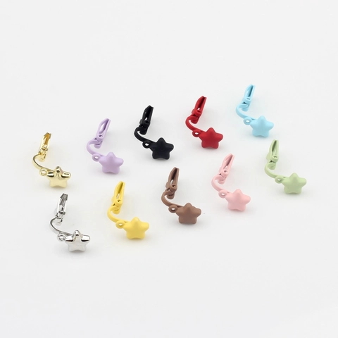 Cute Star Shaped Ear Clip Findings For Non-Pierced Ears Alloy Spray Painted Matte DIY Jewelry Making Components Earring Parts