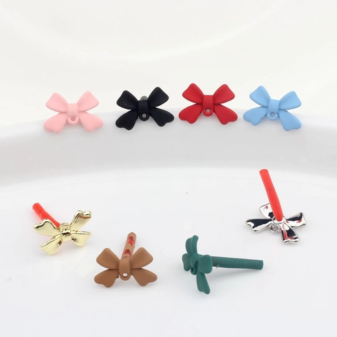Alloy Bowknot Earring Posts For DIY Jewelry Making Painted Matte Metallic Finish Handmade Earring Findings Accessories