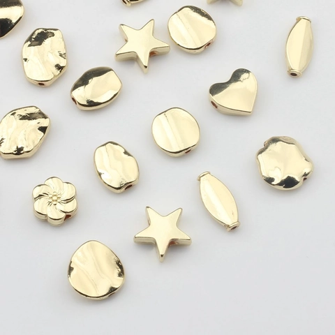 DIY Jewelry Making Alloy Gold Beads Heart Star Flower Shaped Minimalist Earring Stud Findings Accessories For Handmade Necklaces