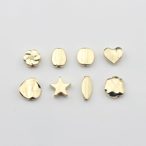 DIY Jewelry Making Alloy Gold Beads Heart Star Flower Shaped Minimalist Earring Stud Findings Accessories For Handmade Necklaces