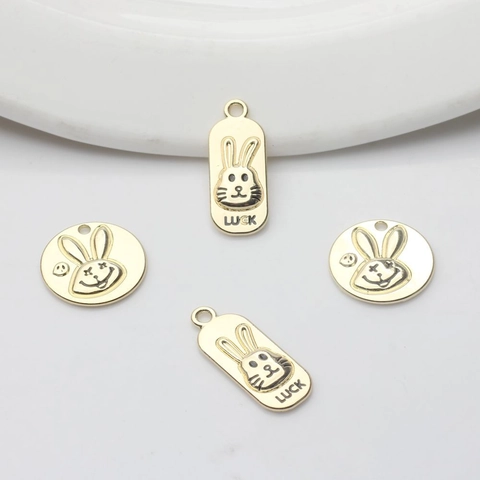 Breloques en Alliage en Forme de Lapin pour la Création de Bijoux DIY Pendentifs en Or Plaque Pièce et Barre pour Collier Bracelet