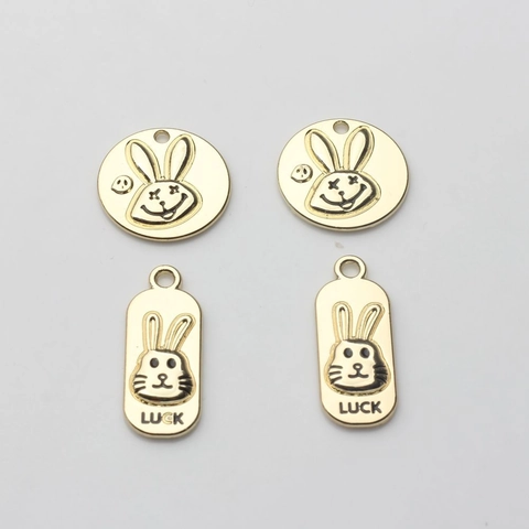 Breloques en Alliage en Forme de Lapin pour la Création de Bijoux DIY Pendentifs en Or Plaque Pièce et Barre pour Collier Bracelet