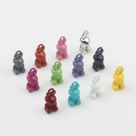 Cute Alloy Enamel Rabbit Charms For DIY Jewelry Making Colorful Animal Pendants For Necklace Bracelet Handicraft Accessories
