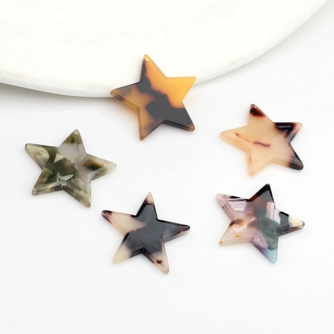 Acetate Resin Star Pendants Marble Tortoiseshell Pattern Pentagram Charms For DIY Earring Jewelry Making Accessories