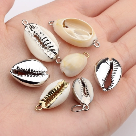 Dijes De Conchas Naturales Con Bordes Galvanizados Oro Plata Creación De Joyas DIY Colgantes Para Collares Pulseras Accesorios