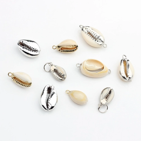 Dijes De Conchas Naturales Con Bordes Galvanizados Oro Plata Creación De Joyas DIY Colgantes Para Collares Pulseras Accesorios