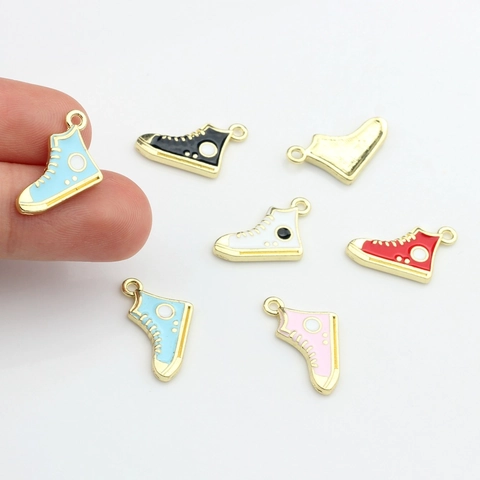 Mini Ciondoli a Forma di Scarpa da Ginnastica Carini in Lega di Zinco Smalto a Goccia per Creazione Gioielli Fai da Te Bracciale Collana
