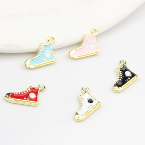 Mini Ciondoli a Forma di Scarpa da Ginnastica Carini in Lega di Zinco Smalto a Goccia per Creazione Gioielli Fai da Te Bracciale Collana