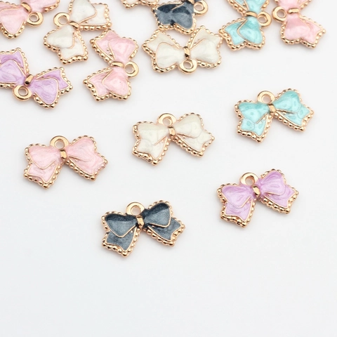 Mini Ciondoli a Fiocco in Lega di Smalto per Creazione Gioielli Fai da Te Pendente a Nastro per Orecchini Collana Bracciale