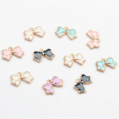 Mini Ciondoli a Fiocco in Lega di Smalto per Creazione Gioielli Fai da Te Pendente a Nastro per Orecchini Collana Bracciale
