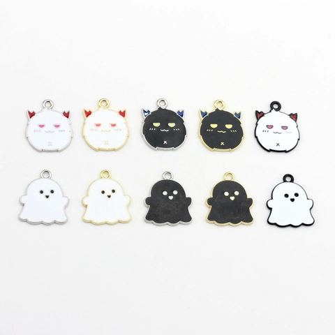 Halloween Alloy Enamel Charms Cartoon Ghost Bat Devil Pendants For DIY Jewelry Making Accessories Earring Necklace Bracelet Supplies