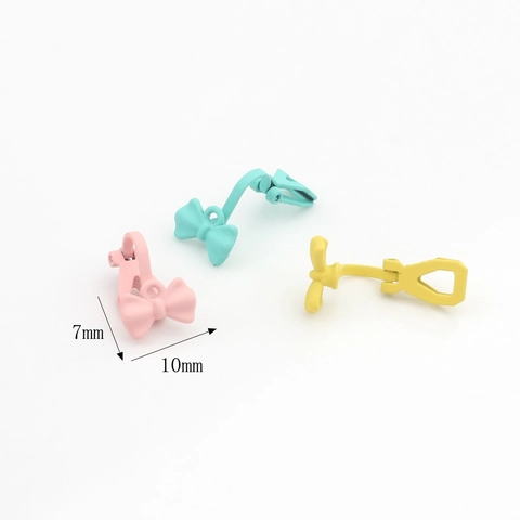 Korean Style Alloy Bow Shape Painted Ear Clip Converters For DIY Jewelry Making Accessories Earring Findings Multi Colors