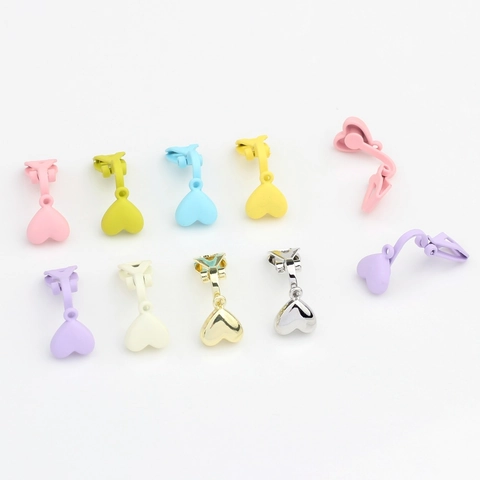 Zinc Alloy Heart Earring Clip Findings For Non Pierced Ears DIY Jewelry Making Materials Colorful Matte Spray Paint Clips