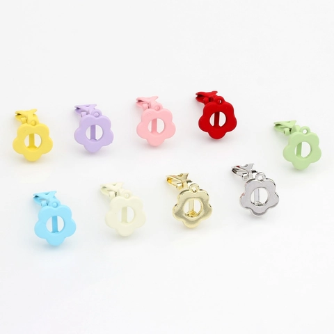 Alloy Flower Ear Clips Spray Painted Colorful Plum Blossom Earring DIY Jewelry Making Materials Findings Accessories