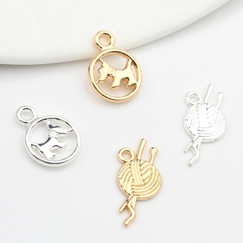 Alloy Puppy Yarn Ball Charms For DIY Jewelry Making Hollow Scottie Dog Pendants Gold Silver Electroplated Accessories
