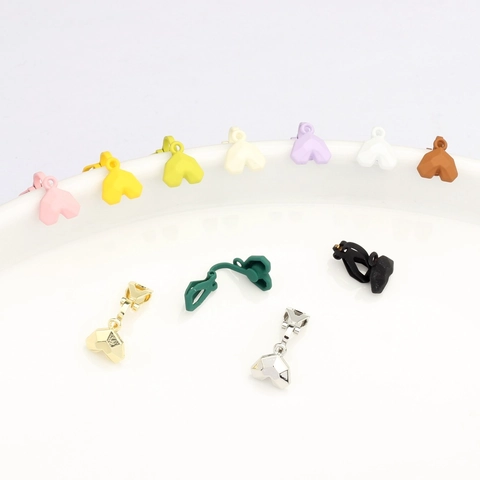 Faceted Heart Geometric Zinc Alloy Clip-on Earring Findings Colorful Painted DIY Earring Making Material For Women Jewelry