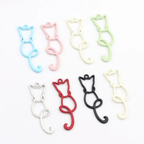 Pendentif en Alliage de Chat Creux Couleur Macaron Forme de Chaton Huile de Goutte pour la Fabrication de Bijoux DIY Accessoires d'Artisanat Faits à la Main