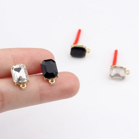 Koreaanse Stijl Vierkante Smaragd Geslepen Strass Oorsteker Zinklegering DIY Sieraden Maken Onderdelen Handgemaakte Oorbellen Materiaal