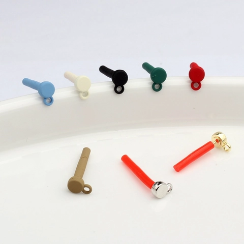 Mini Round Alloy Spray Painted Earring Post Jewelry Findings Candy Color Earring Connector With Loop For DIY Jewelry Making