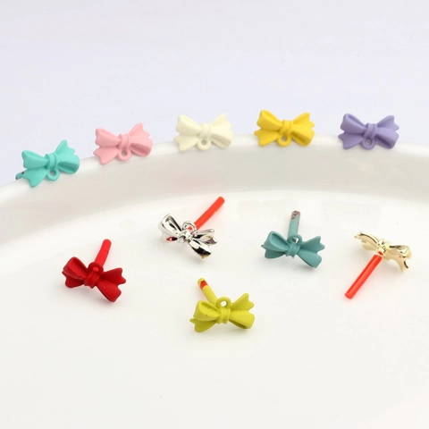Mini Bow Knot Zinc Alloy Earring Pins Electroplated DIY Handmade Jewelry Making Findings Accessories For Women Girls