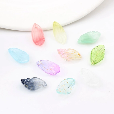 Perles en Verre en Forme de Pétale pour la Fabrication de Bijoux DIY Matériel pour Épingle à Cheveux Hanfu Couleur Dégradée Feuille d'Or Perles Émaillées Perforées