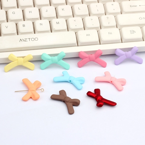 Acrylic Resin Sweet Candy Color Bowknot Pendants Aurora Borealis Effect DIY Earring Findings Bow Jewelry Making Materials