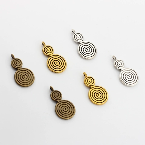 Vintage Zinc Alloy Spiral Auspicious Cloud Charms For DIY Jewelry Making Lollipop Shape Pendant Handcraft Accessories