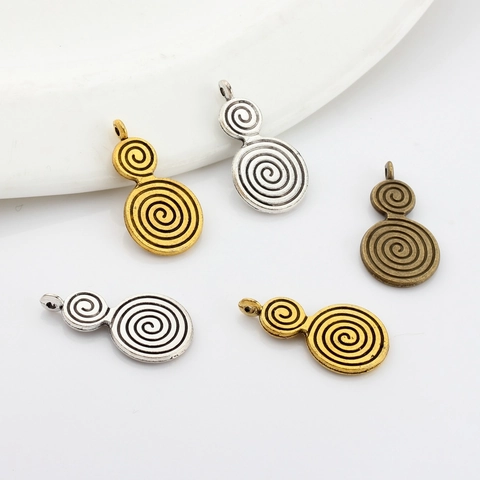 Vintage Zinc Alloy Spiral Auspicious Cloud Charms For DIY Jewelry Making Lollipop Shape Pendant Handcraft Accessories
