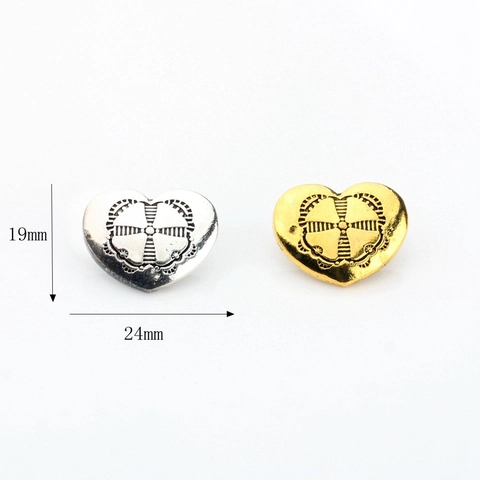 Vintage Zinc Alloy Heart Shape Button Pendant DIY Jewelry Making Findings Ethnic Radiating Pattern Metallic Accessories