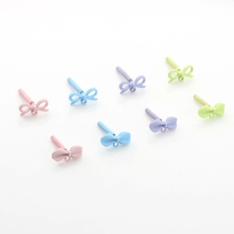 Alloy Bow Earring Posts DIY Jewelry Making Findings Colorful Spray Painted Bowknot Pendant Components For Handmade Earrings