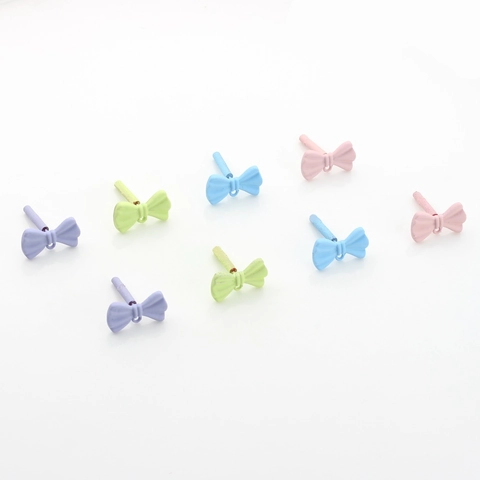 Matte Macaron Color Alloy Bowknot Earring Posts For Women DIY Jewelry Findings Simple Bow Stud Components Earring Parts